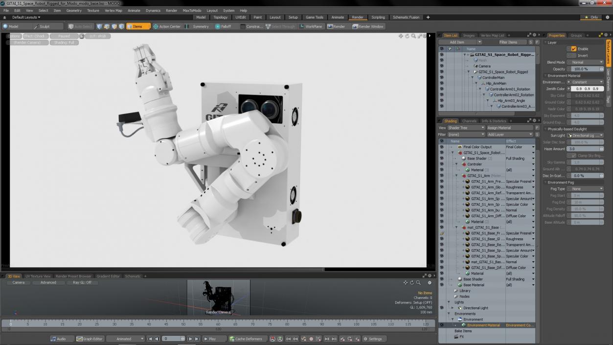 3D GITAI S1 Space Robot Rigged for Modo