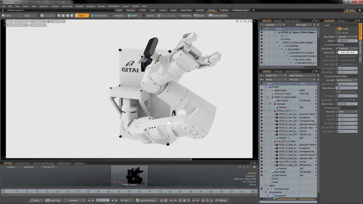 3D GITAI S1 Space Robot Rigged for Modo