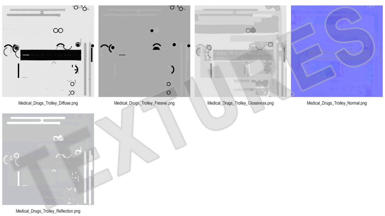 Medical Drugs Trolley White 3D