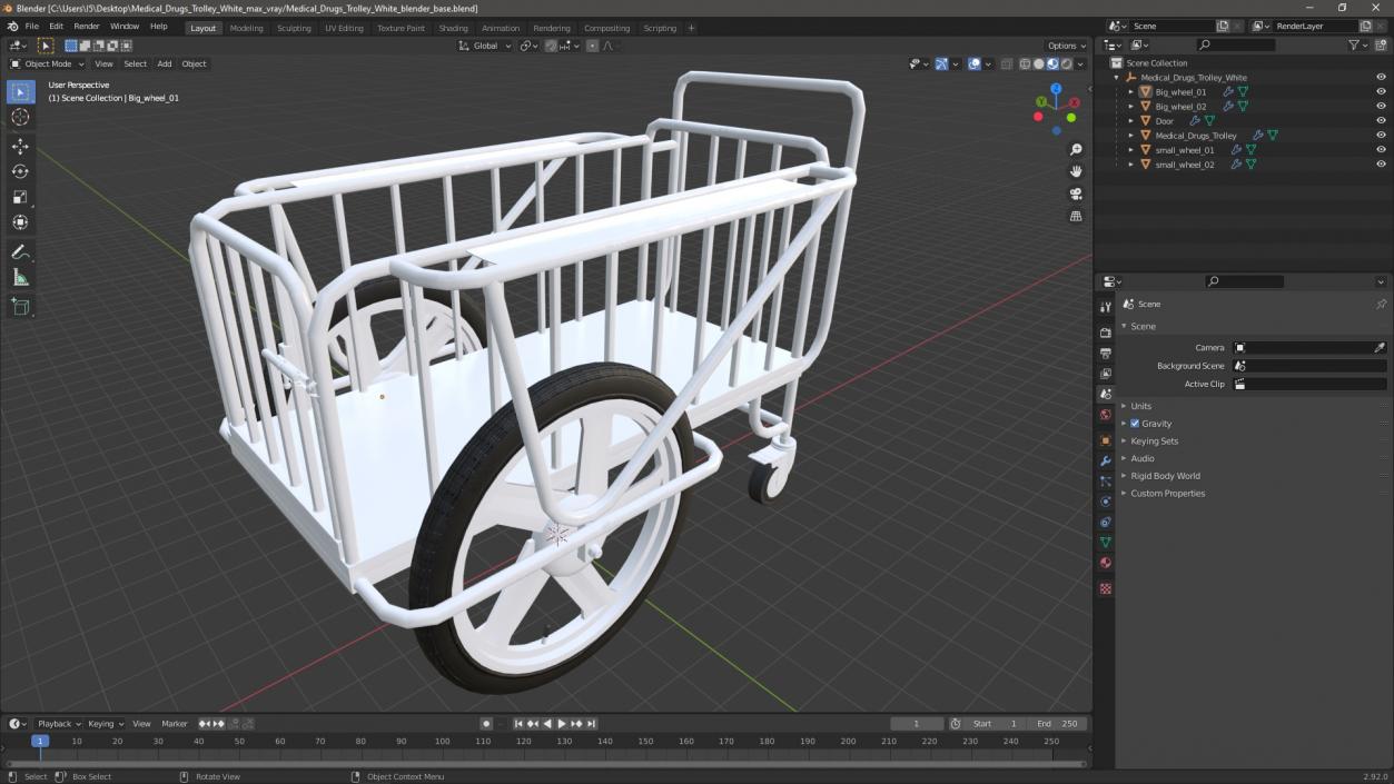 Medical Drugs Trolley White 3D