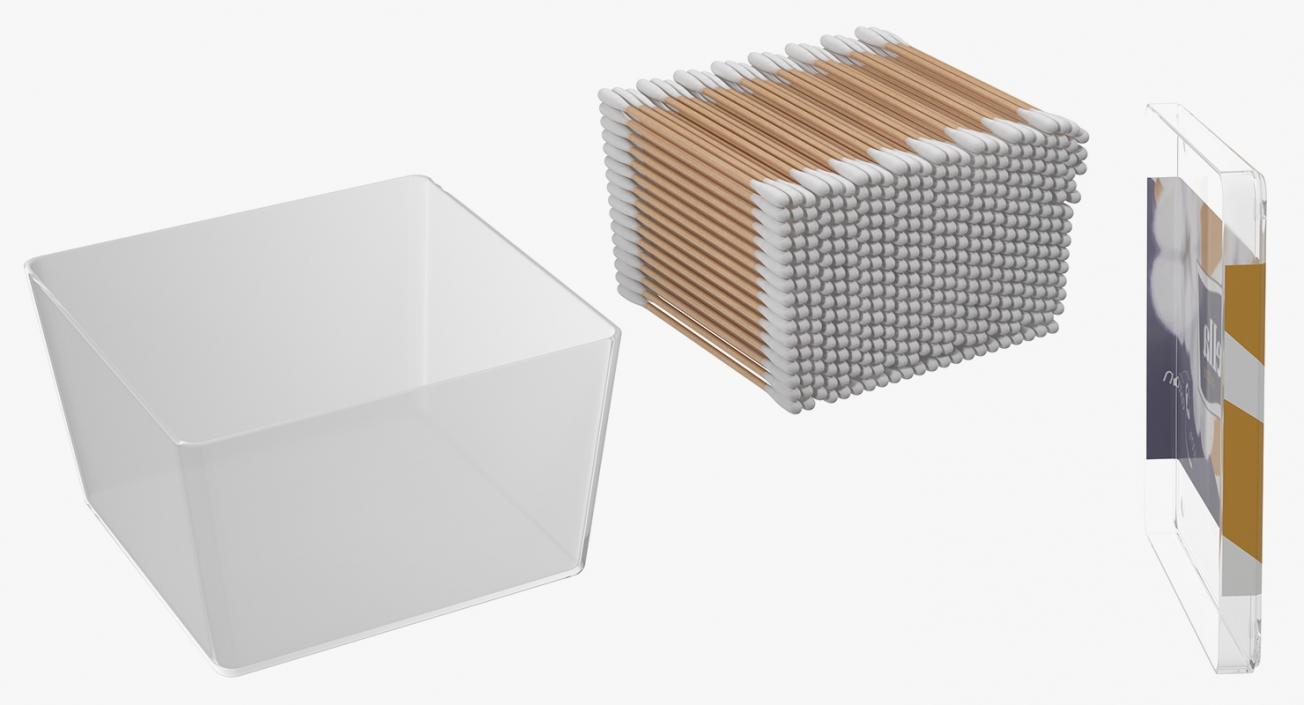 3D Cotton Wooden Swabs in Square Box model