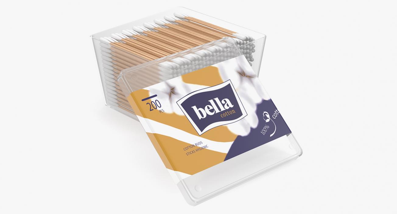 3D Cotton Wooden Swabs in Square Box model