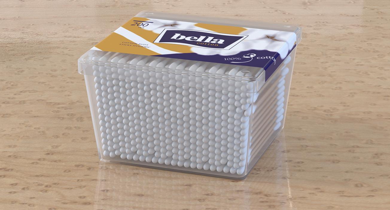 3D Cotton Wooden Swabs in Square Box model