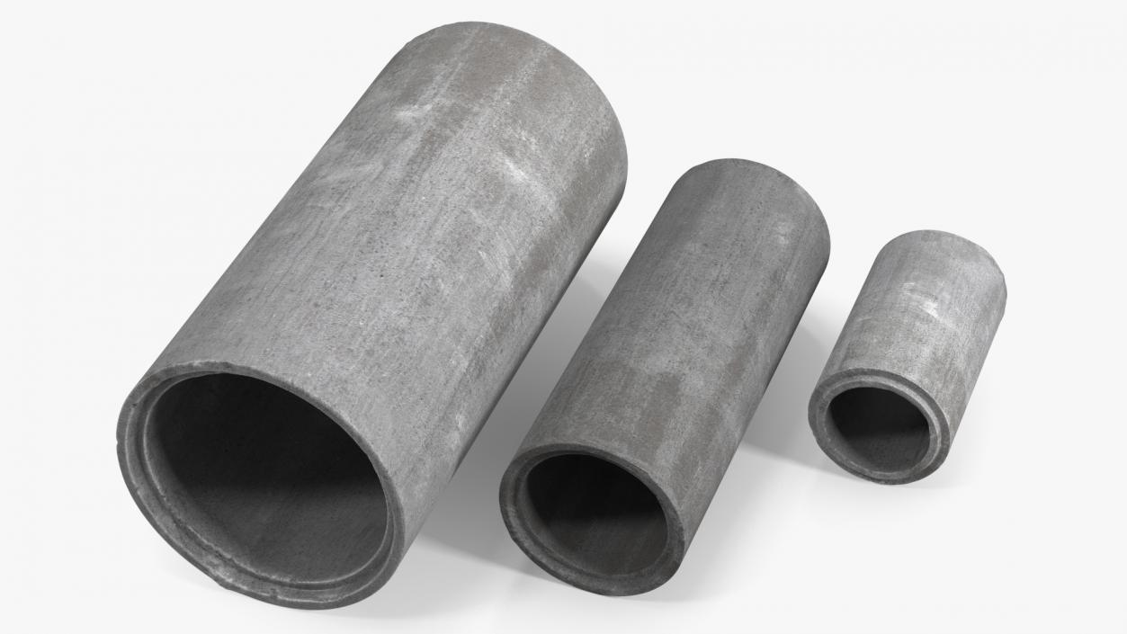 3D model Precast Concrete Drainage Pipes Set