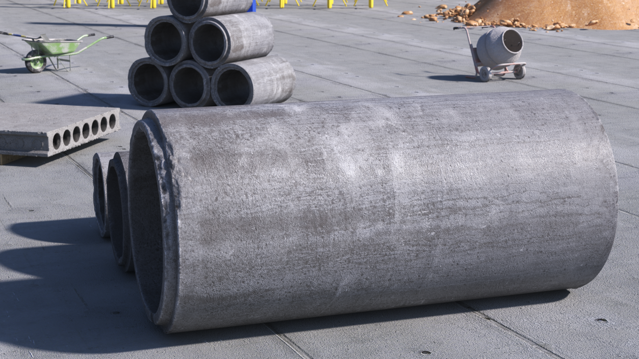 3D model Precast Concrete Drainage Pipes Set