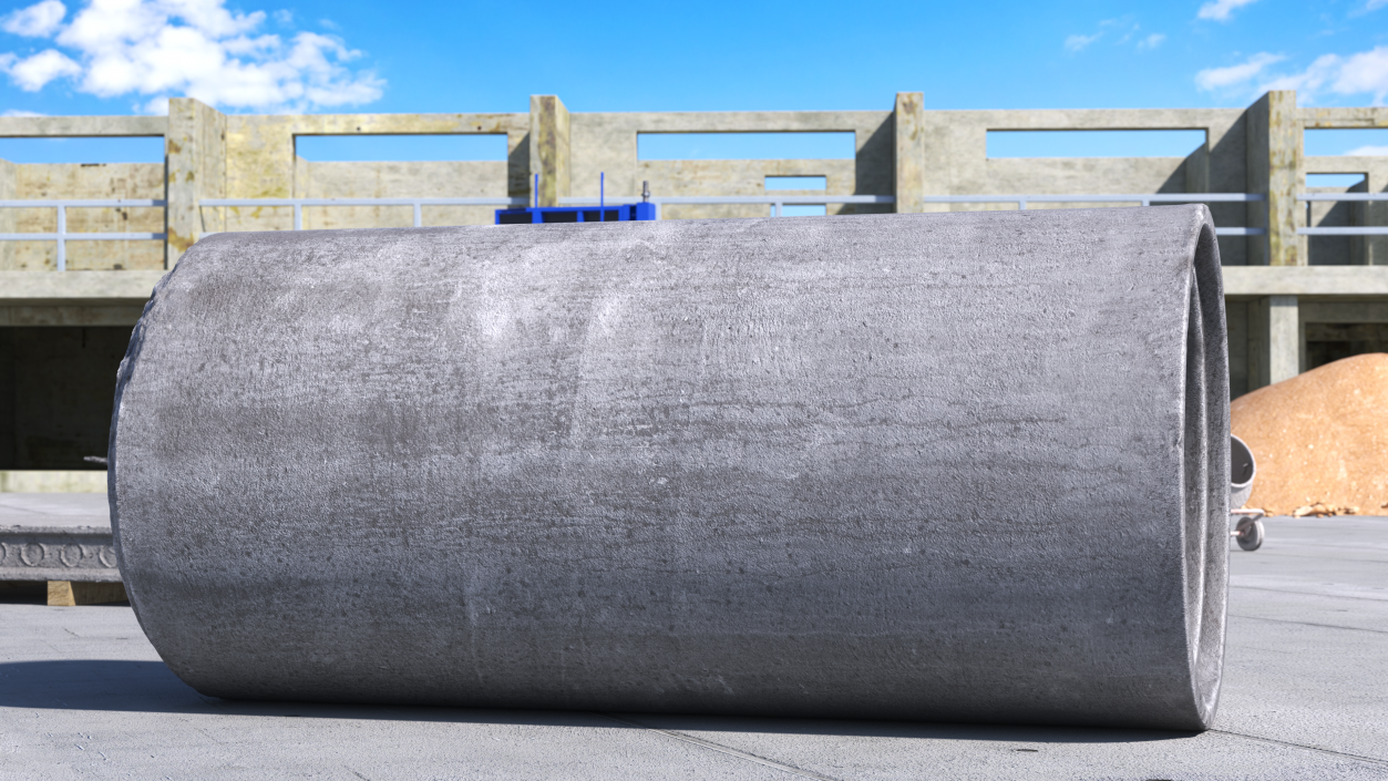 3D model Precast Concrete Drainage Pipes Set