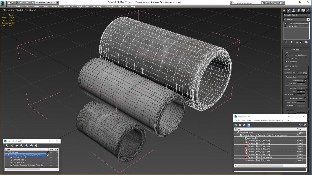 3D model Precast Concrete Drainage Pipes Set