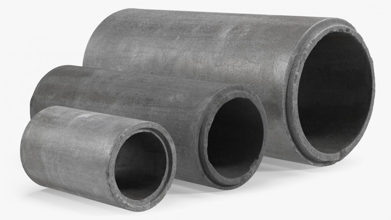 3D model Precast Concrete Drainage Pipes Set