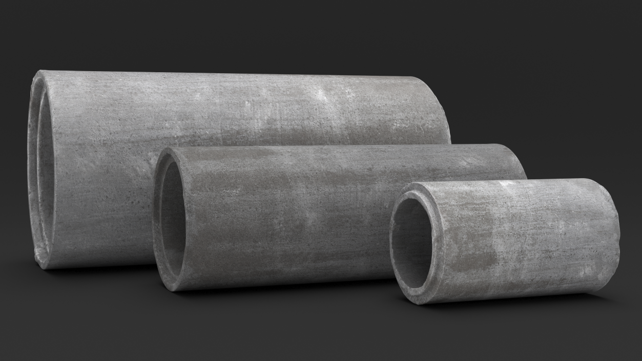 3D model Precast Concrete Drainage Pipes Set