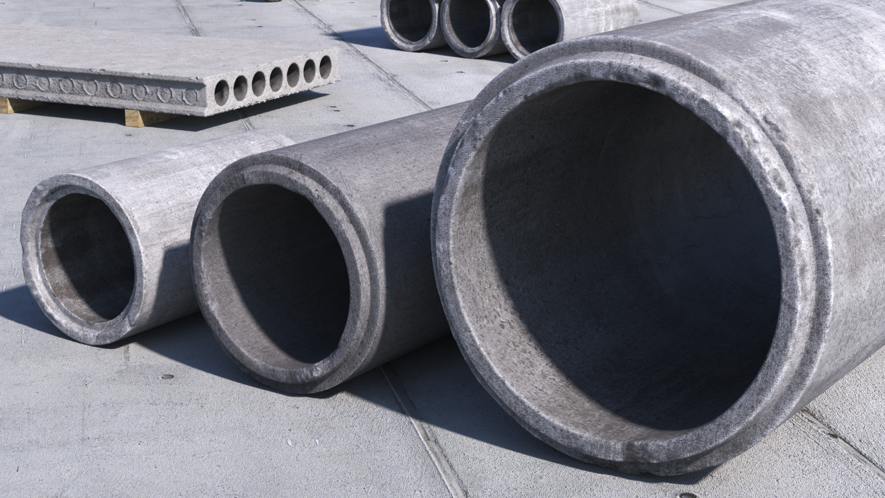 3D model Precast Concrete Drainage Pipes Set