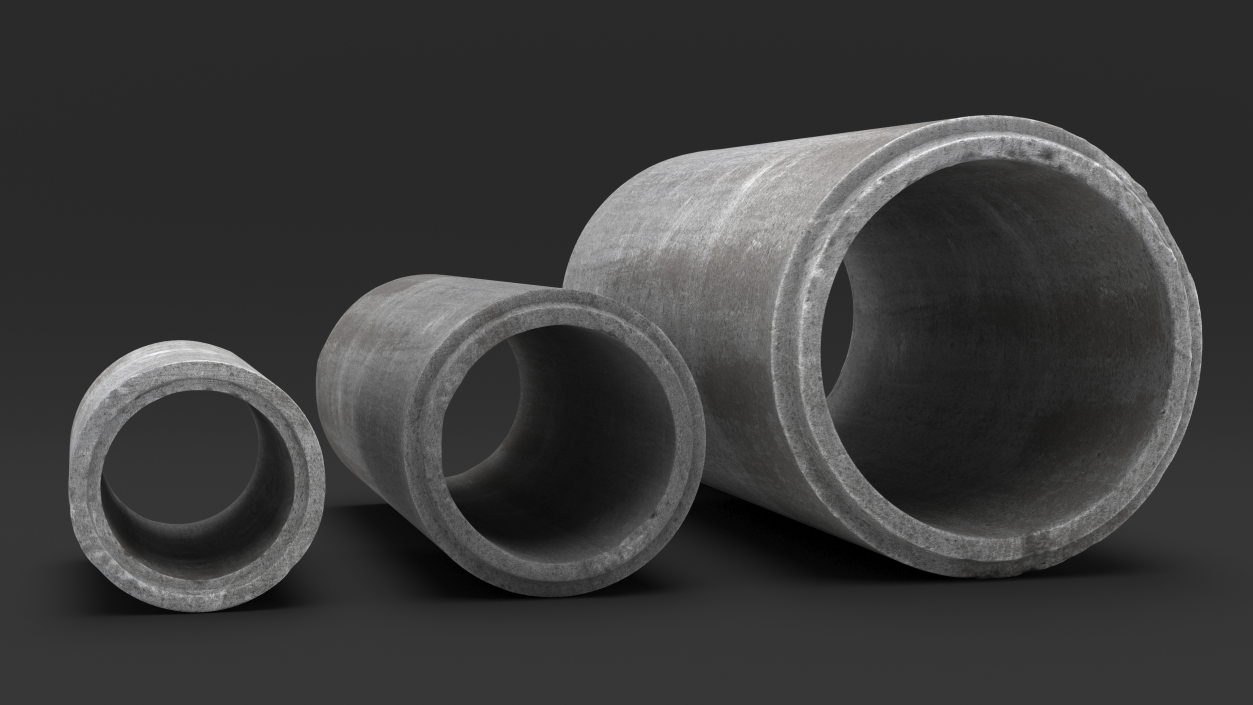 3D model Precast Concrete Drainage Pipes Set