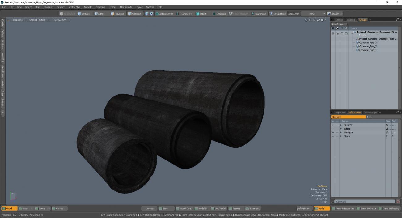 3D model Precast Concrete Drainage Pipes Set