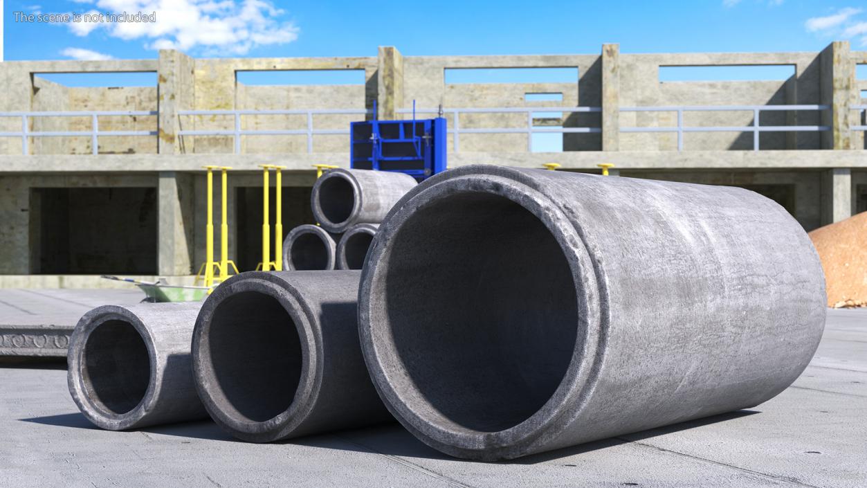 3D model Precast Concrete Drainage Pipes Set