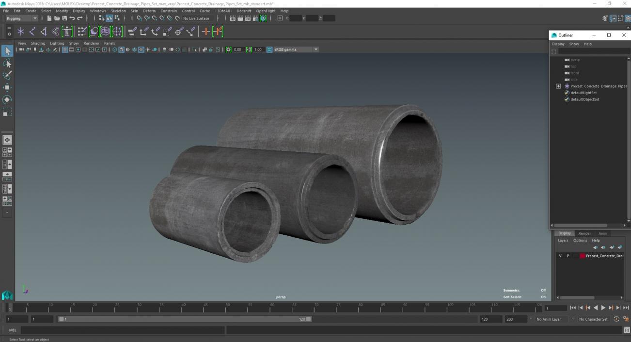 3D model Precast Concrete Drainage Pipes Set