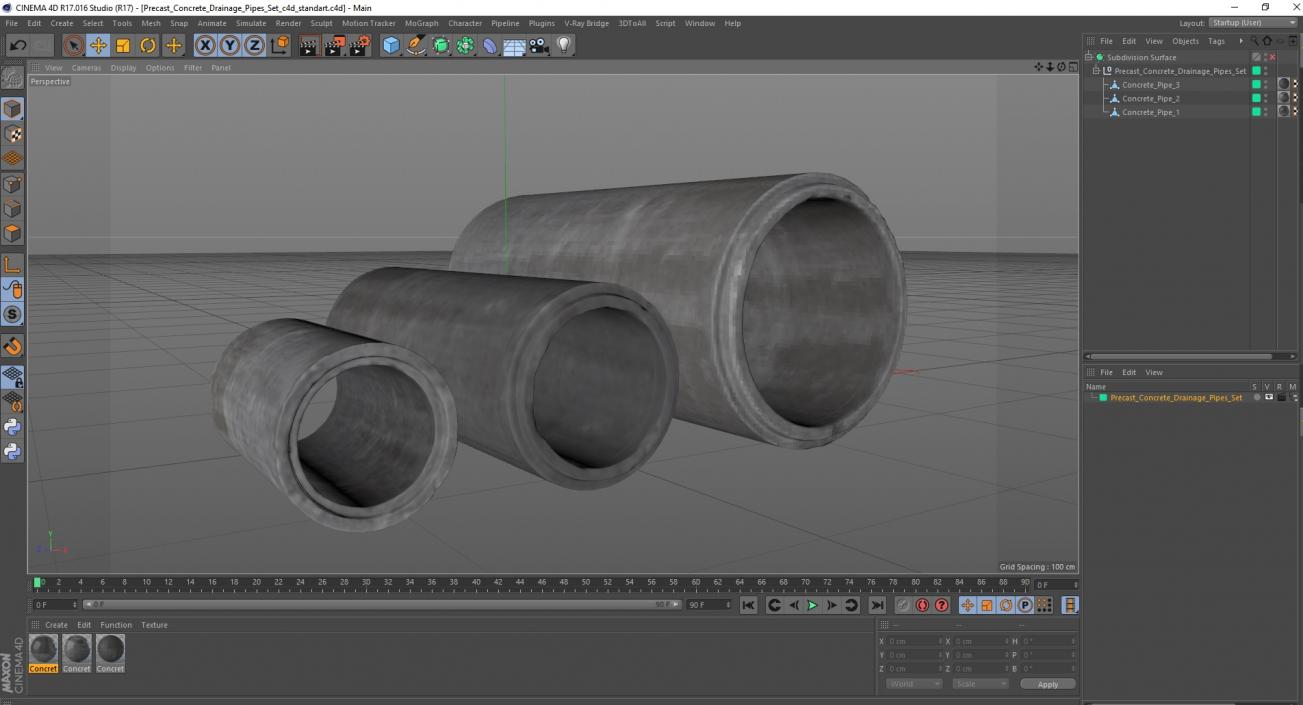 3D model Precast Concrete Drainage Pipes Set