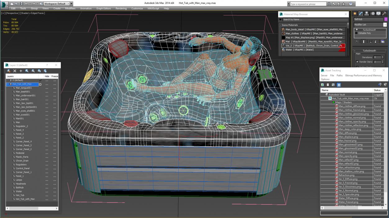 3D Hot Tub with Man