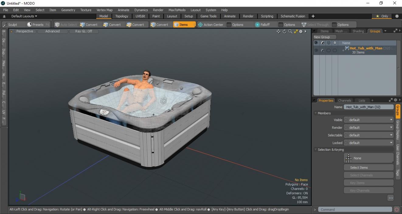 3D Hot Tub with Man