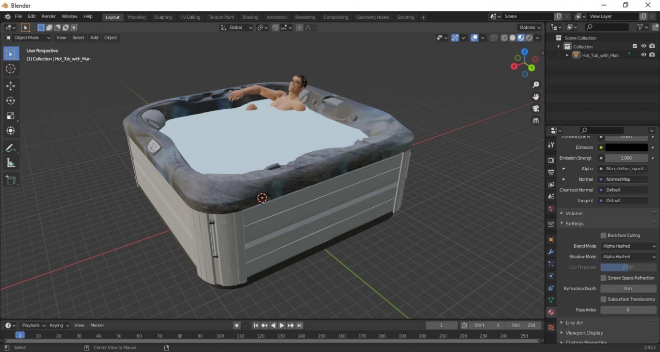 3D Hot Tub with Man