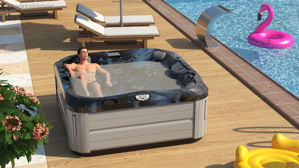 3D Hot Tub with Man