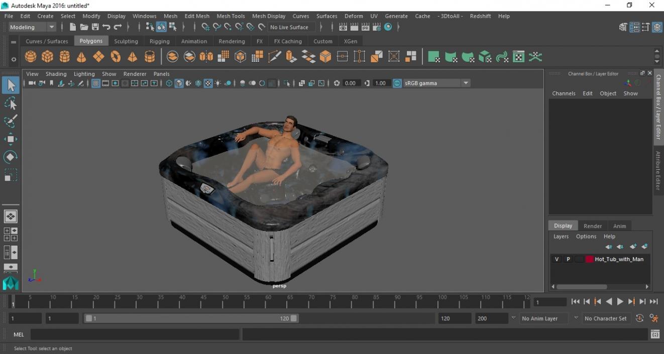 3D Hot Tub with Man