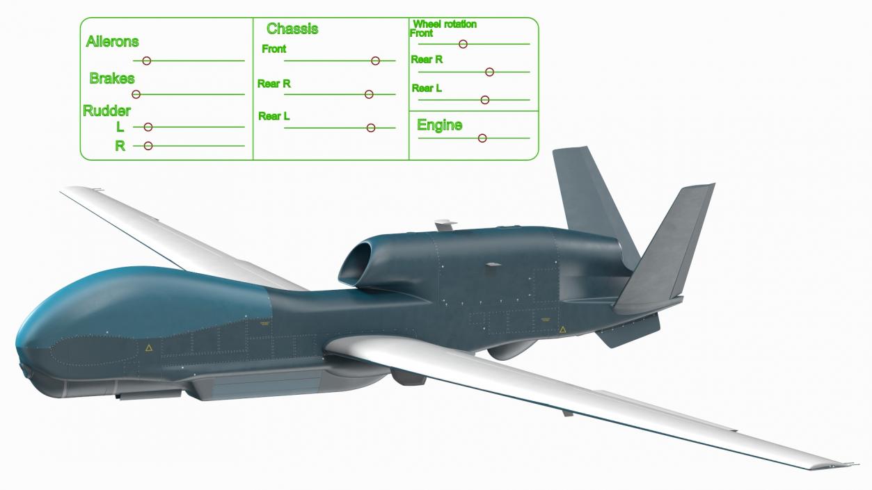 Unmanned Surveillance Drone Rigged 3D model