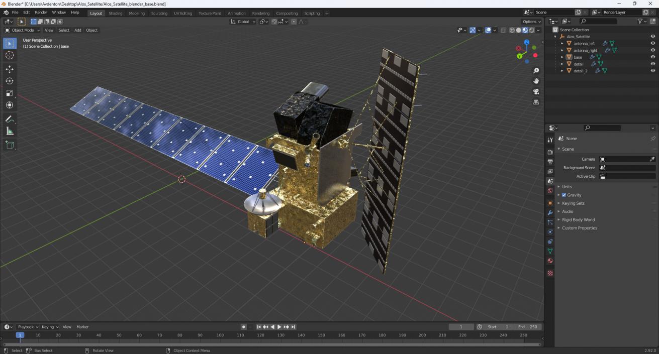 Alos Satellite 3D model