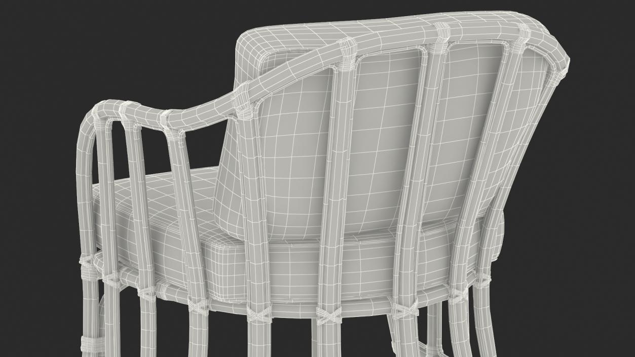 Bamboo Armchair with Cushions 3D model