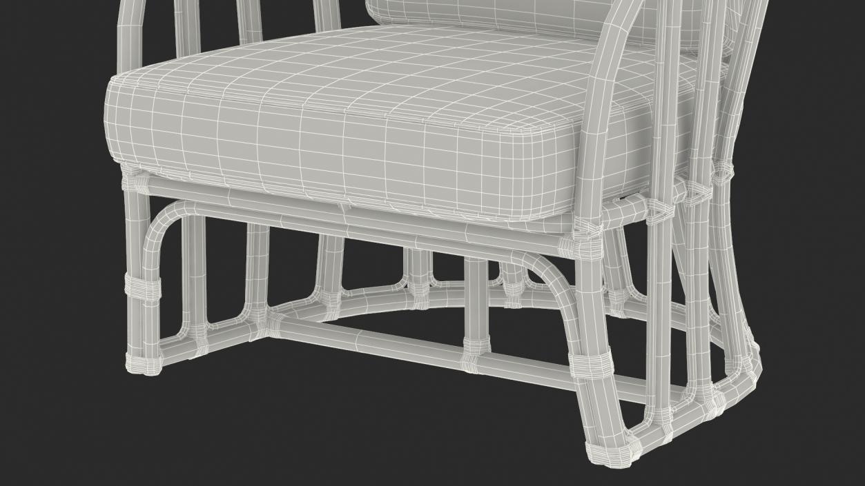 Bamboo Armchair with Cushions 3D model