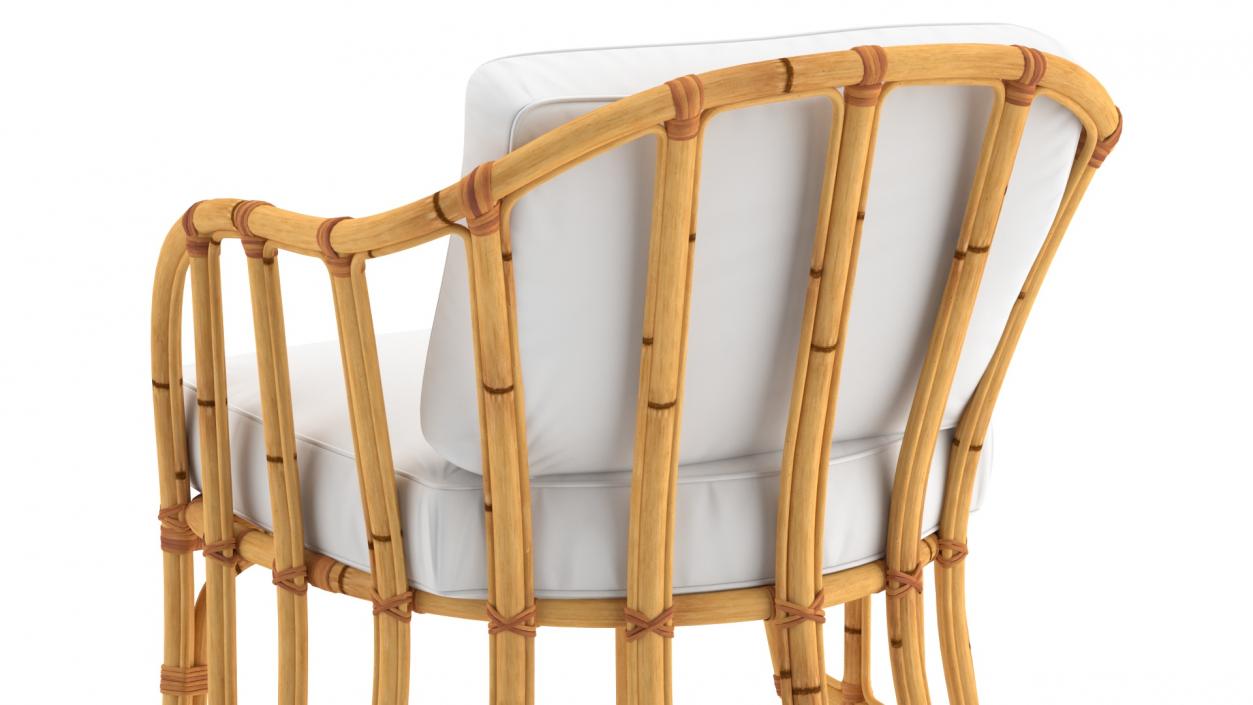 Bamboo Armchair with Cushions 3D model