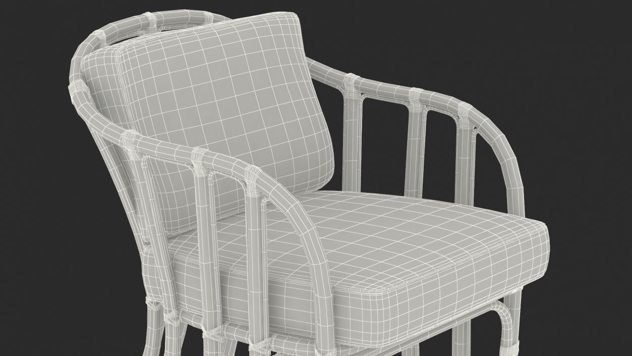 Bamboo Armchair with Cushions 3D model