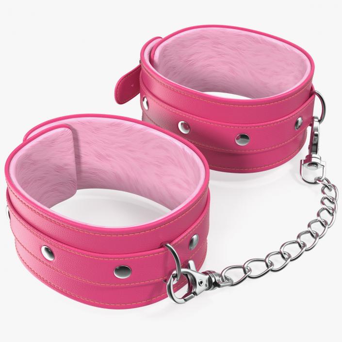 Leather Handcuffs Pink 3D