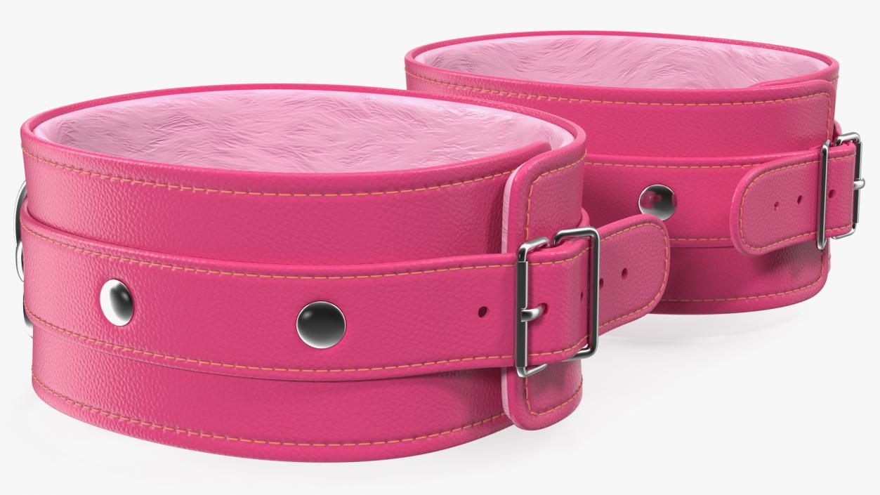 Leather Handcuffs Pink 3D