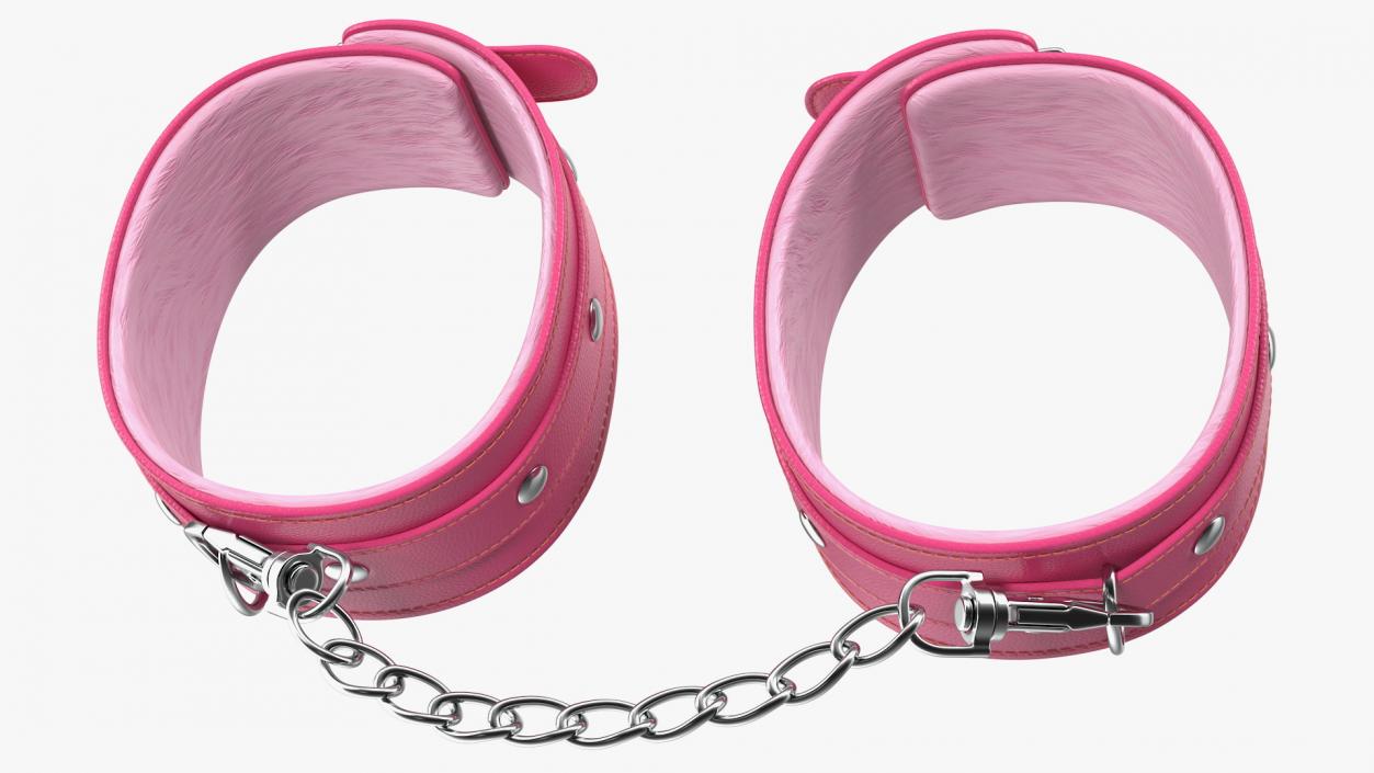 Leather Handcuffs Pink 3D