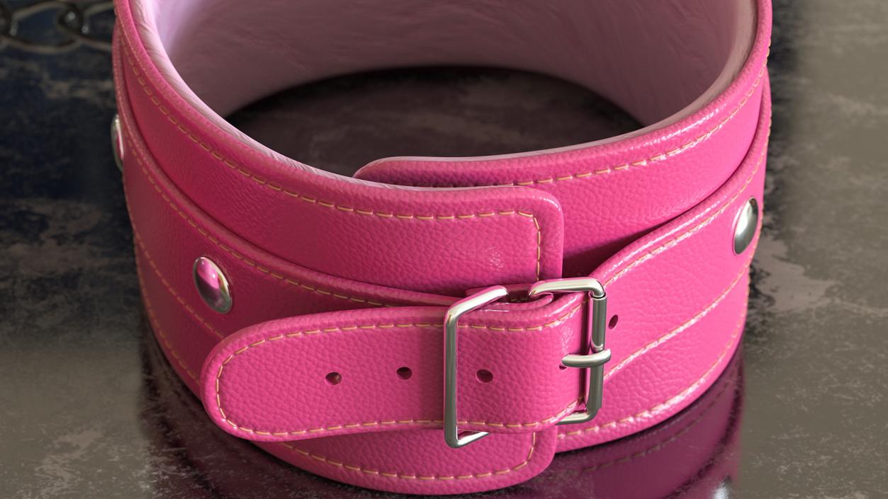 Leather Handcuffs Pink 3D