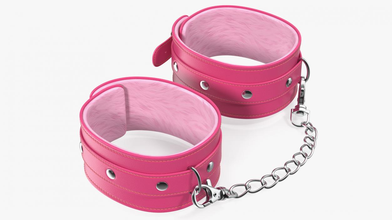 Leather Handcuffs Pink 3D