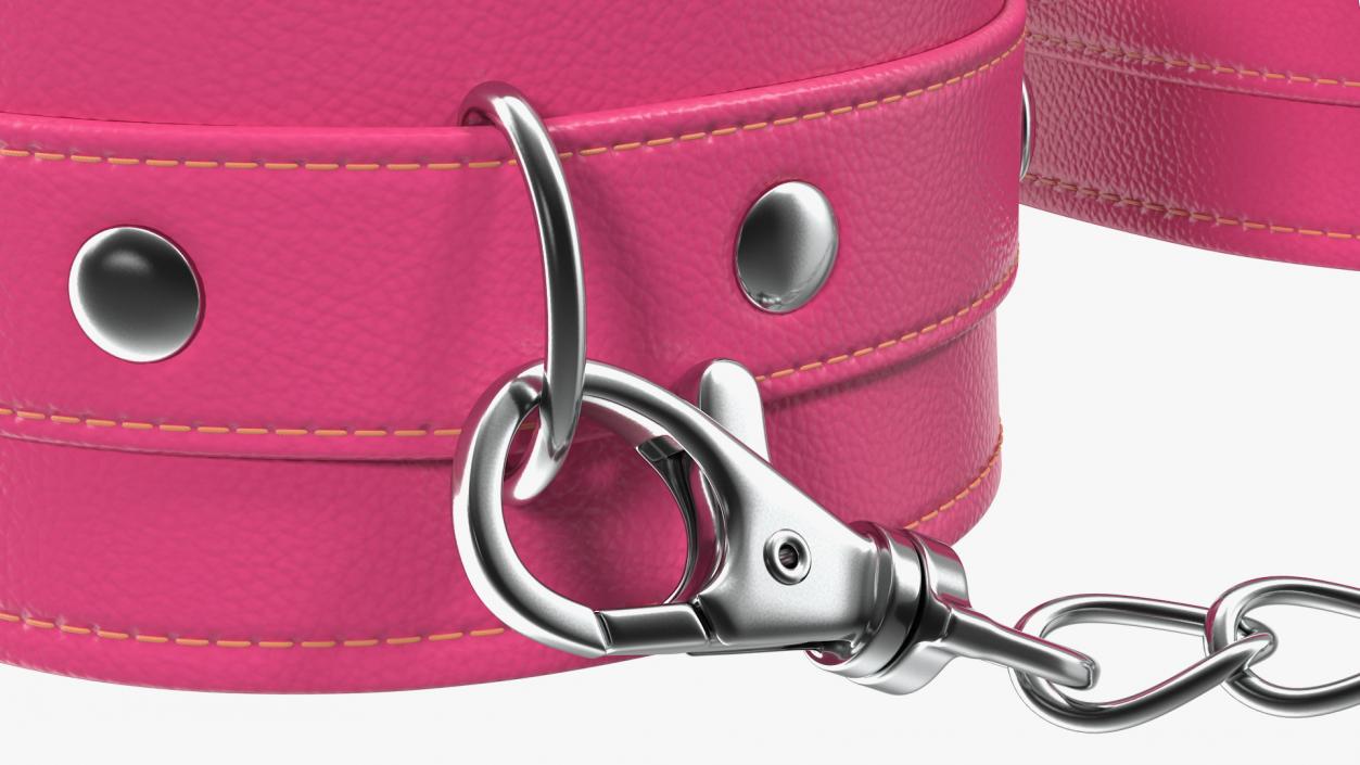 Leather Handcuffs Pink 3D