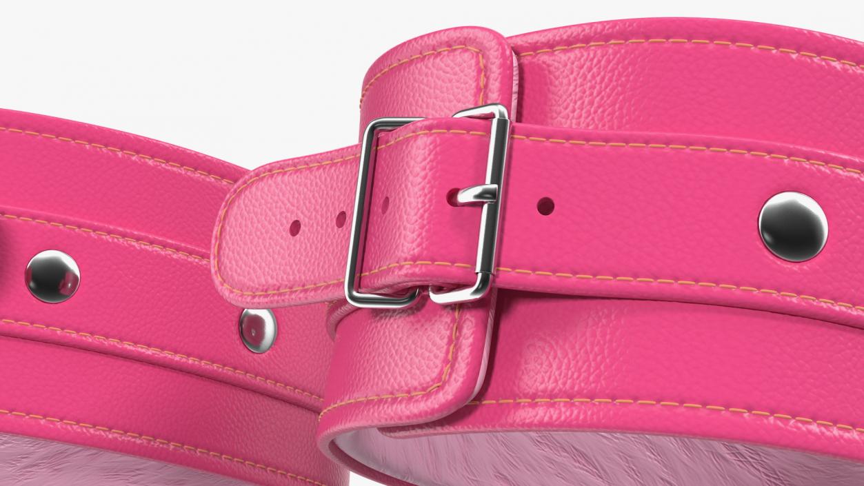 Leather Handcuffs Pink 3D