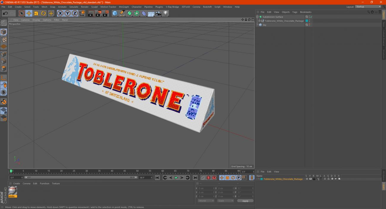 3D Toblerone White Chocolate Package model