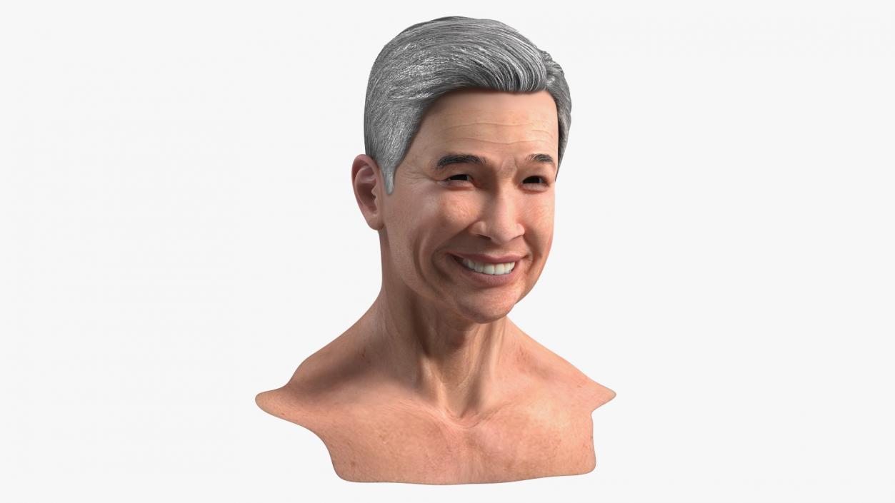 Chinese Elderly Man Head Smiling 3D