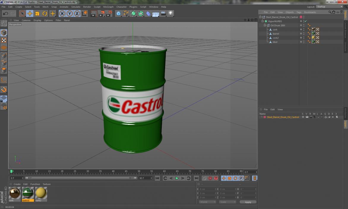 Steel Barrel Drum Oil Castrol 3D model