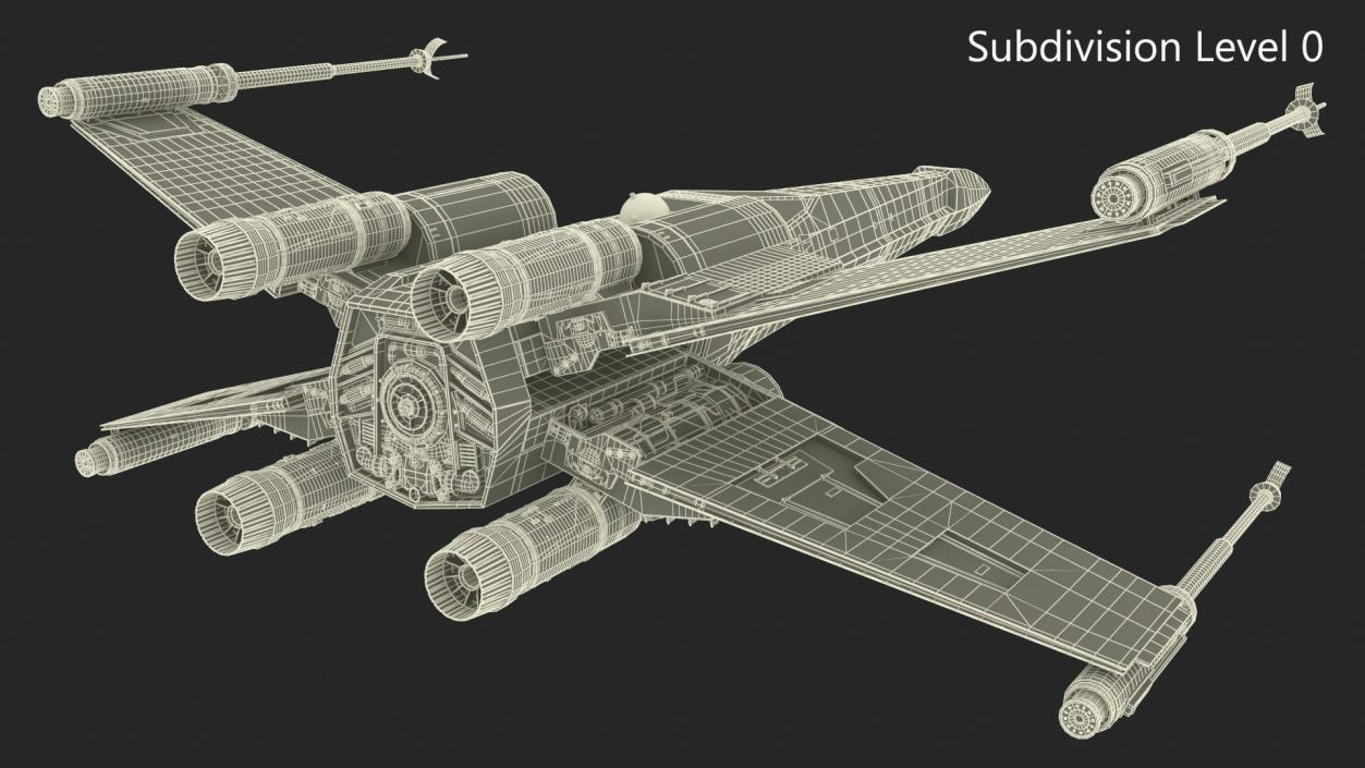 Starfighter X-Wing with Droid R2-D2 Rigged 3D