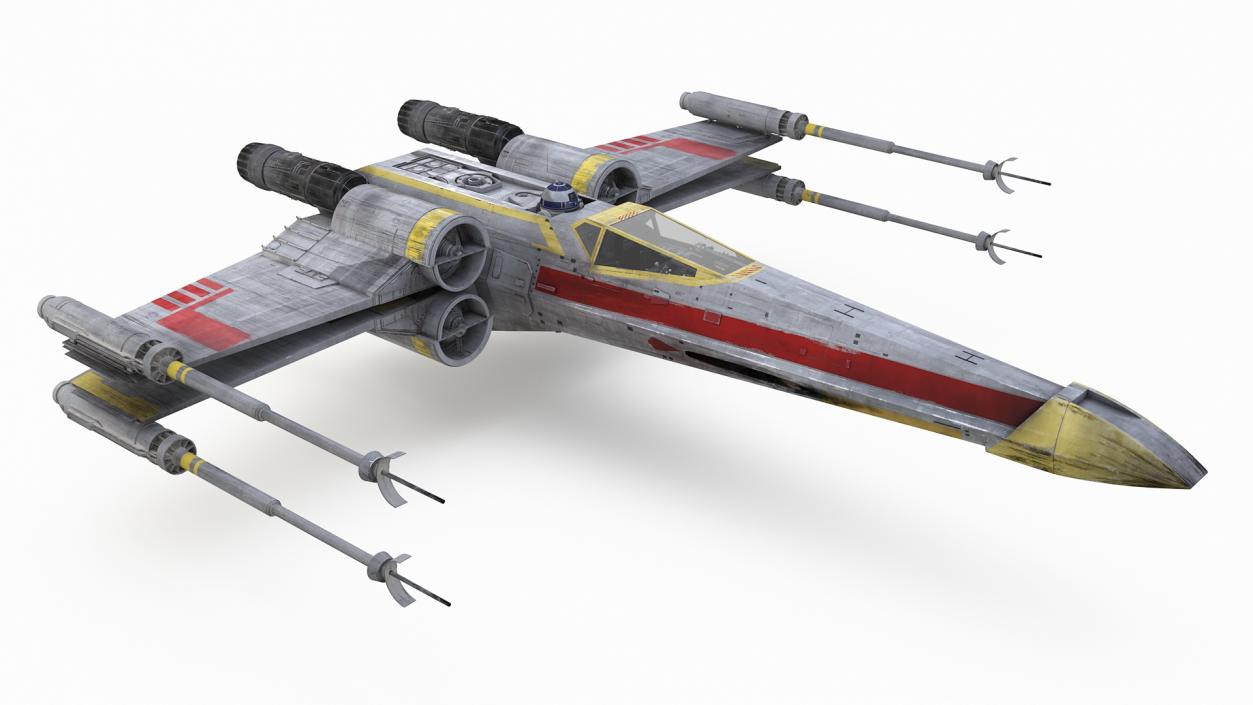 Starfighter X-Wing with Droid R2-D2 Rigged 3D