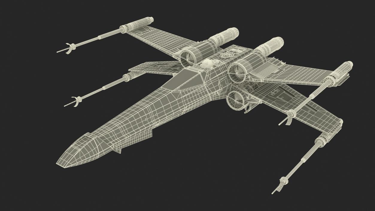 Starfighter X-Wing with Droid R2-D2 Rigged 3D