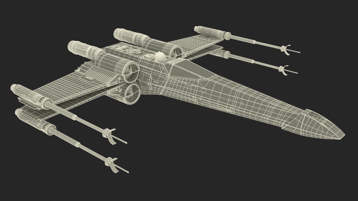 Starfighter X-Wing with Droid R2-D2 Rigged 3D