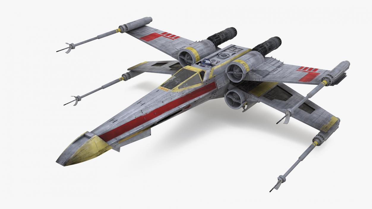 Starfighter X-Wing with Droid R2-D2 Rigged 3D