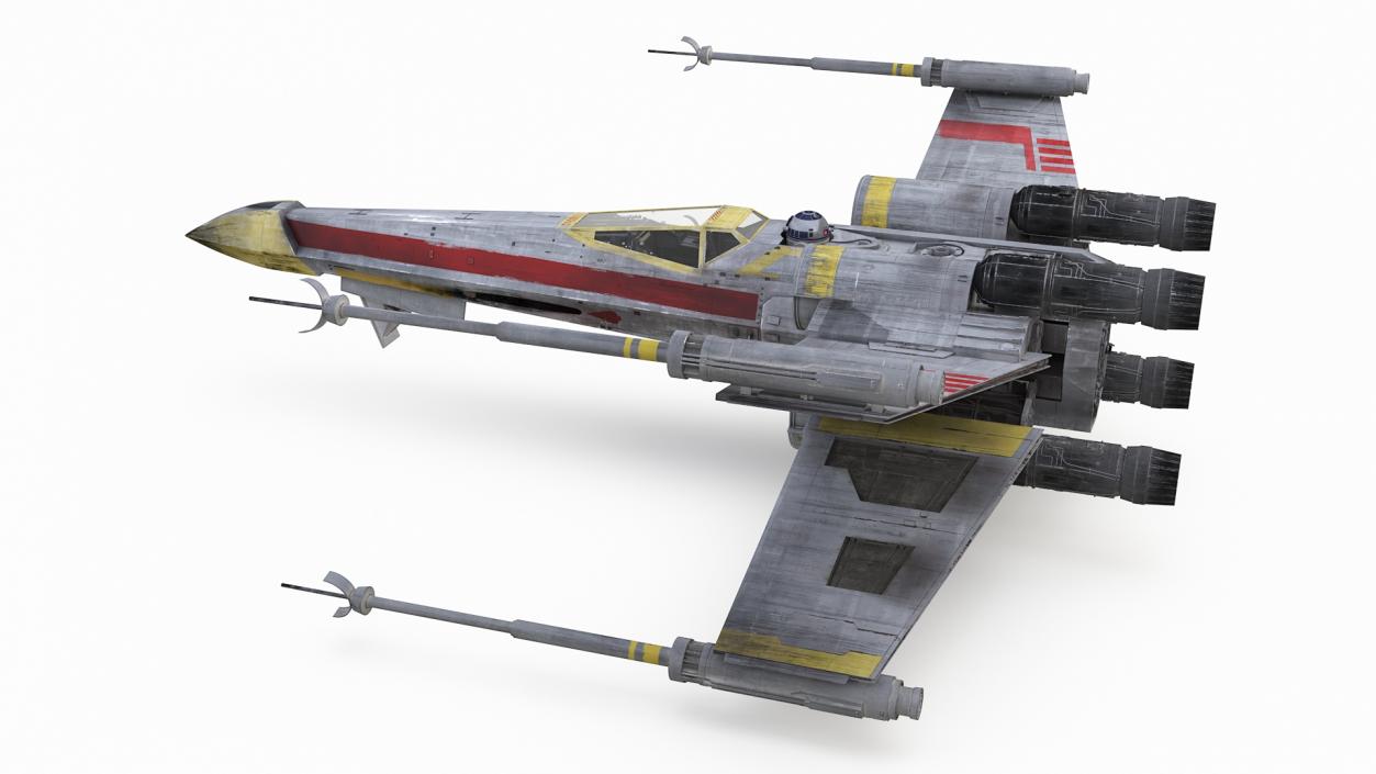 Starfighter X-Wing with Droid R2-D2 Rigged 3D