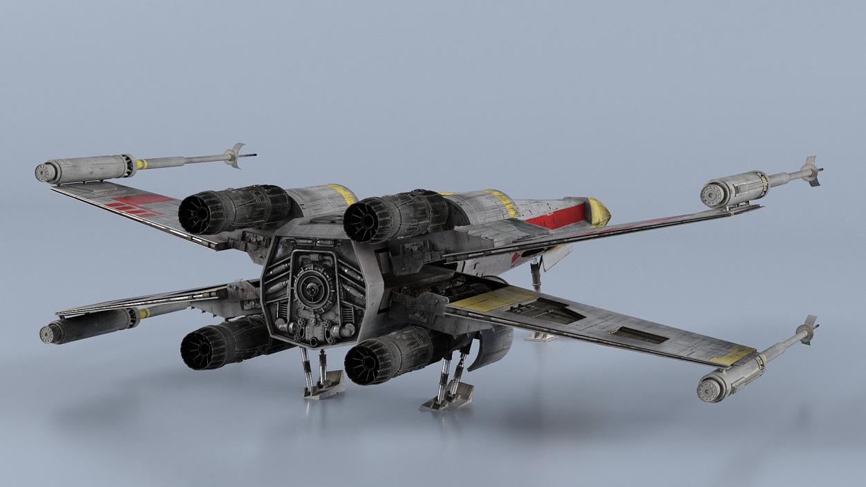 Starfighter X-Wing with Droid R2-D2 Rigged 3D