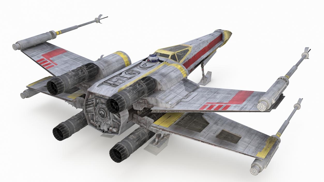 Starfighter X-Wing with Droid R2-D2 Rigged 3D