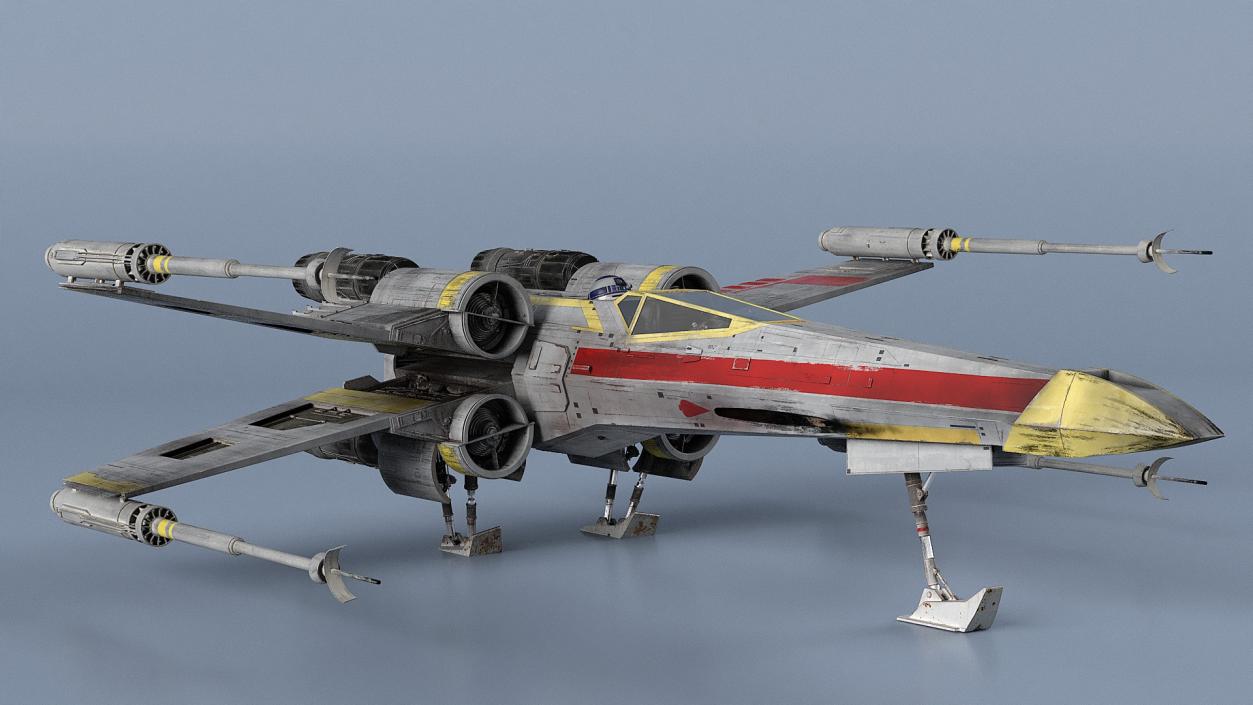 Starfighter X-Wing with Droid R2-D2 Rigged 3D