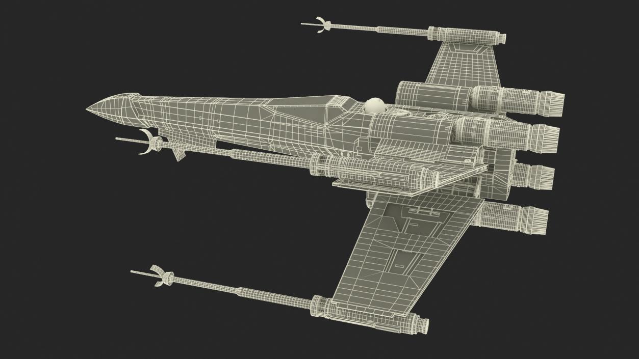 Starfighter X-Wing with Droid R2-D2 Rigged 3D